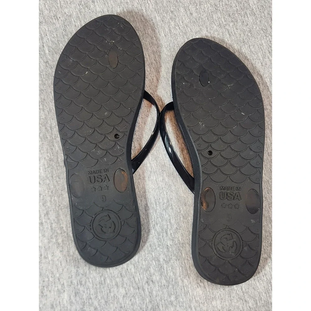 Okabashi Flip Flop Sandals Womens Size 9 Black Good Minimalist Thong Made in USA